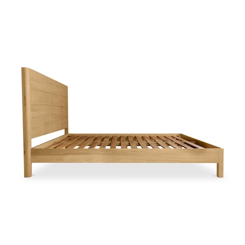 Natural Oak Bed - Modern Wood Platform Bed - King, Twin, Size Bed - Upholstered Storage Bed