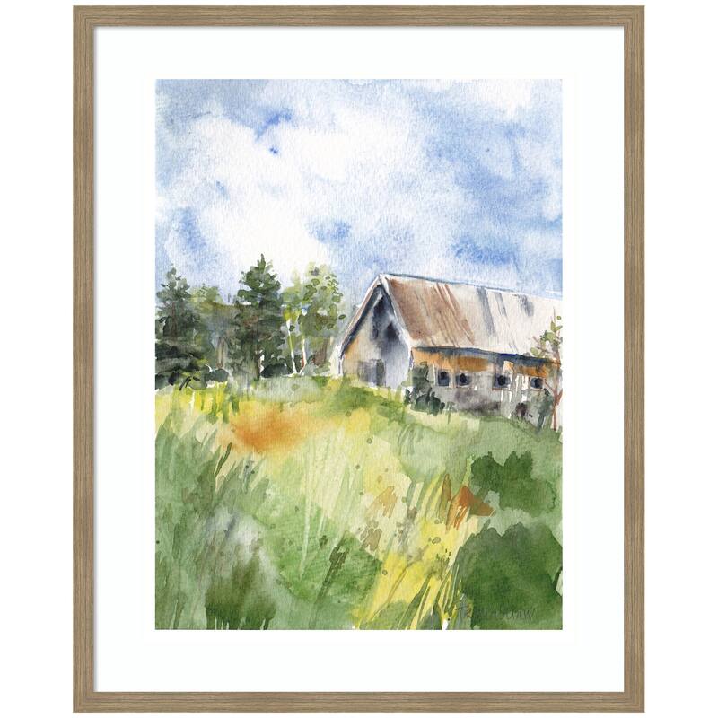 Kate and Laurel Framed Art Vermont Barn in Summer by Patricia Shaw - 34x42 - Brown