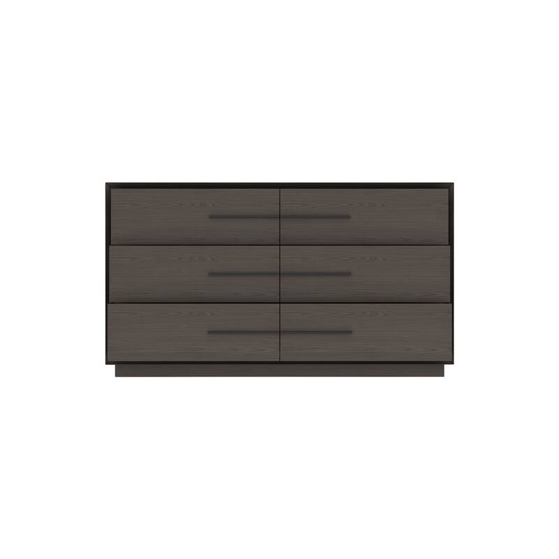 6 - Drawer Brown Wood Dresser: Large - Capacity Storage, Modern Minimalist Design Storage Cabinet Chest