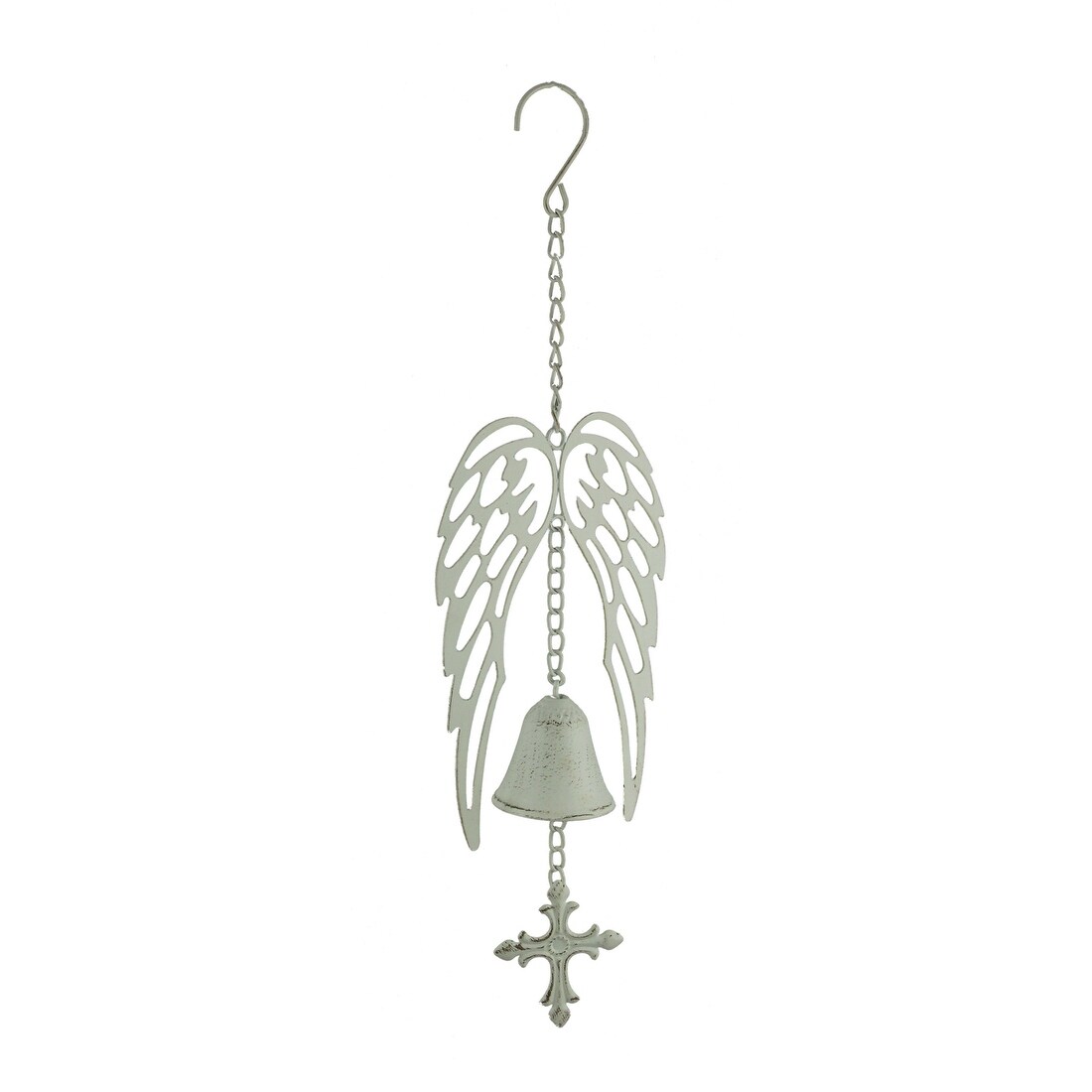 Shop Black Friday Deals On Metal Art Angel Wings And Cross Wind Chime 13 75 X 6 25 X 2 75 Inches Overstock 29115402