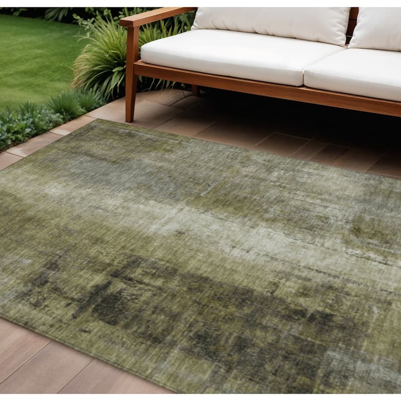HomeRoots Abstract Transitional Rectangle Outdoor Rug - 10' X 14'