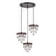 preview thumbnail 4 of 8, Minah Antique Copper 3-Light Cluster Cylinder Pendant Light with 5-Tier Hanging Crystals