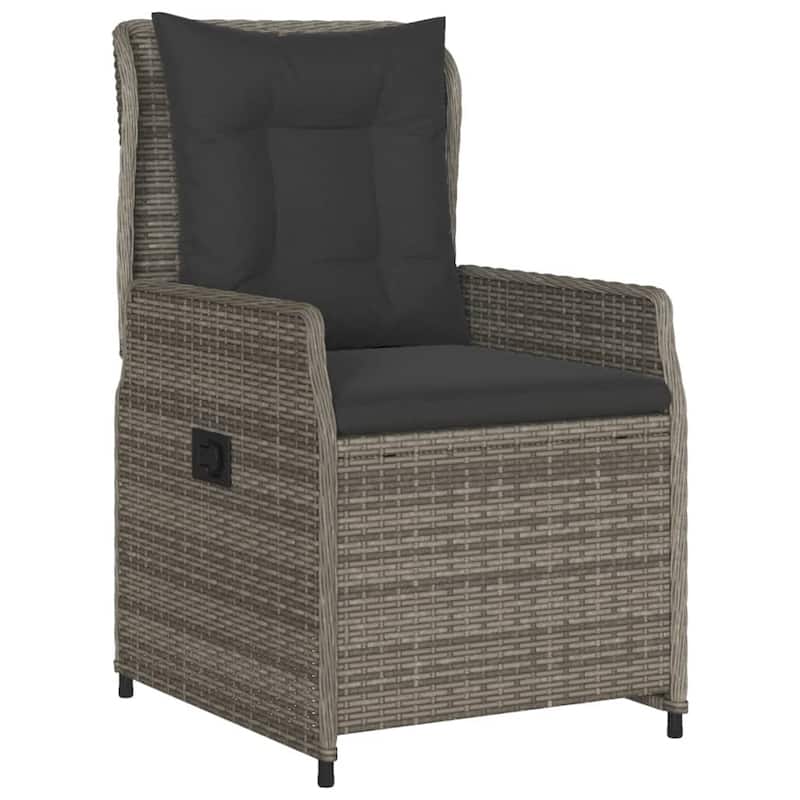 vidaXL Garden Dining Set Grey, Black, Dark Grey PE rattan 5 Piece Set - 63" x 31.5" x 29.1"/ 4