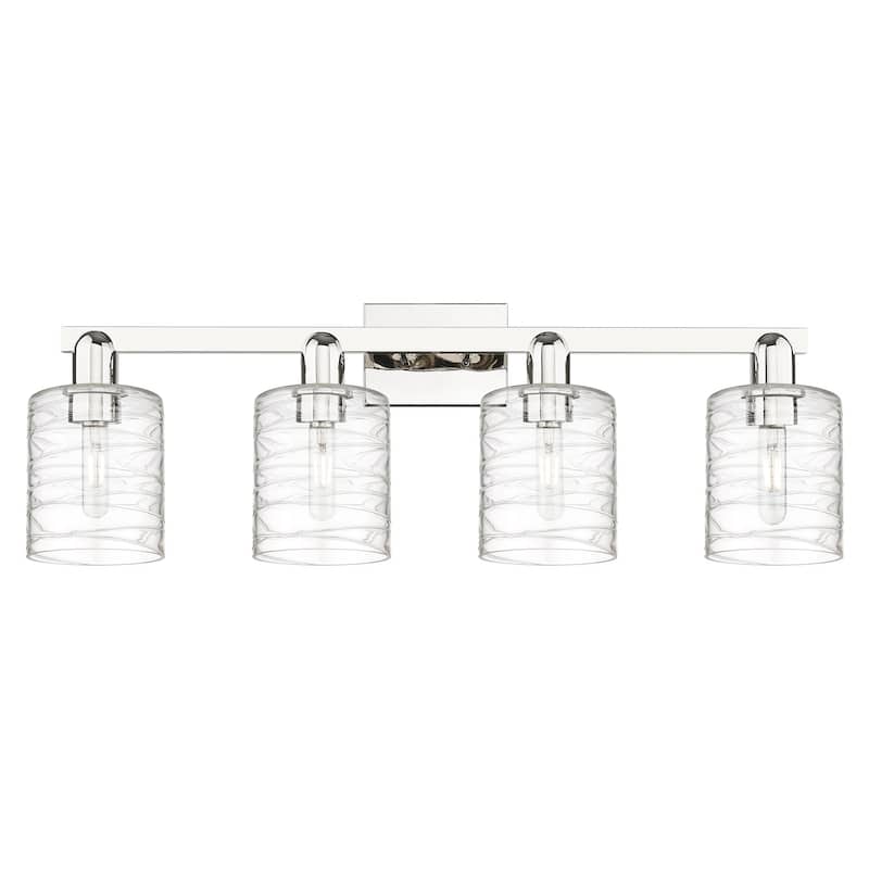 Innovations Lighting 716-4W-11-32 Cobbleskill Vanity Cobbleskill 4 - Polished Nickel / Deco Swirl