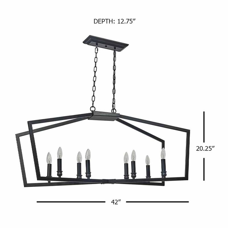 42" Black 8 Light Linear Island Pendant