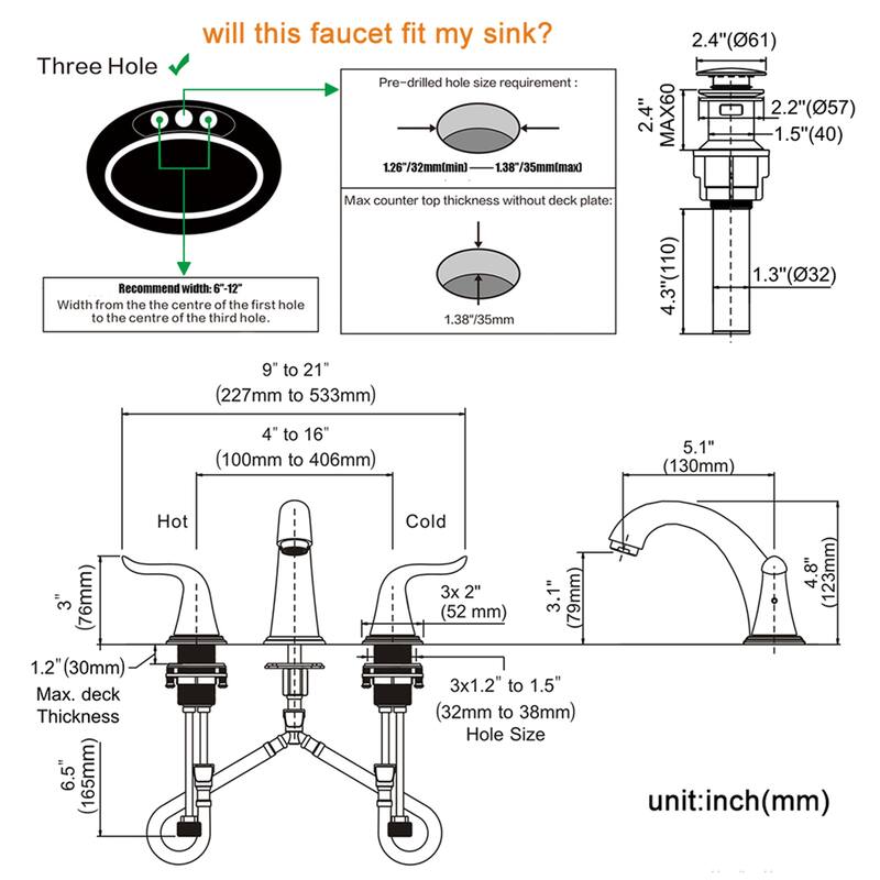 WOWOW Elegant Dual-Handle Bathroom Sink Faucet