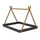 preview thumbnail 8 of 6, Full Size Tent Kids Bed Frame with Triangle Structure and Safety Rails, Black+Brown
