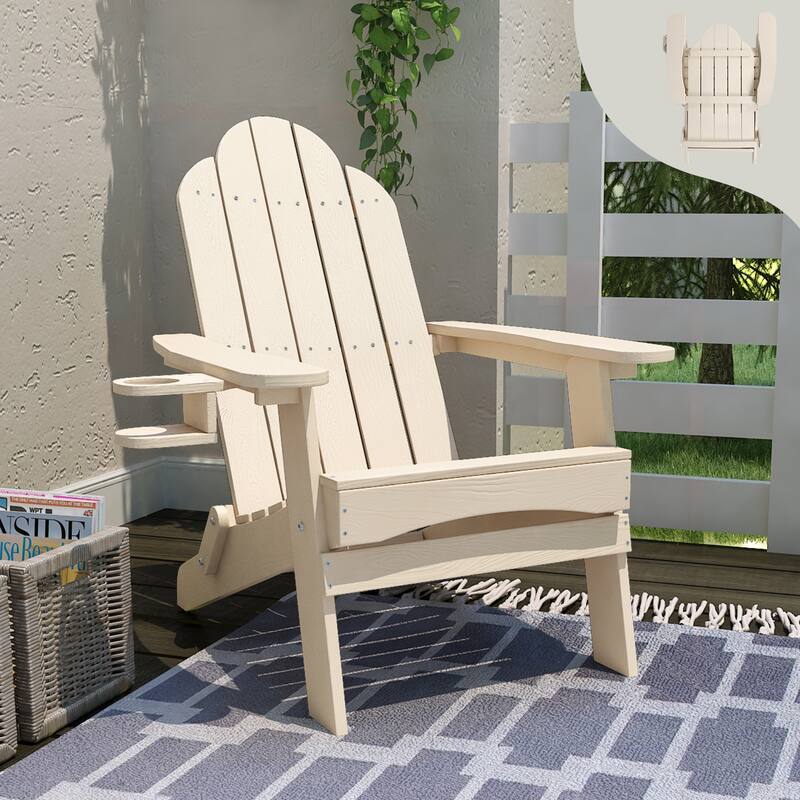 Foldable HDPS Weather Resistant Patio Adirondack Chairs With Cup Holder Set of 6 - 35"D x 30"W x 36.2"H