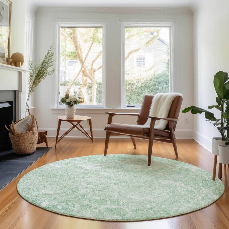 Premium Washable Super Soft Abstract Motion Mayfield Rug - Mint - 8' x 8' - Round