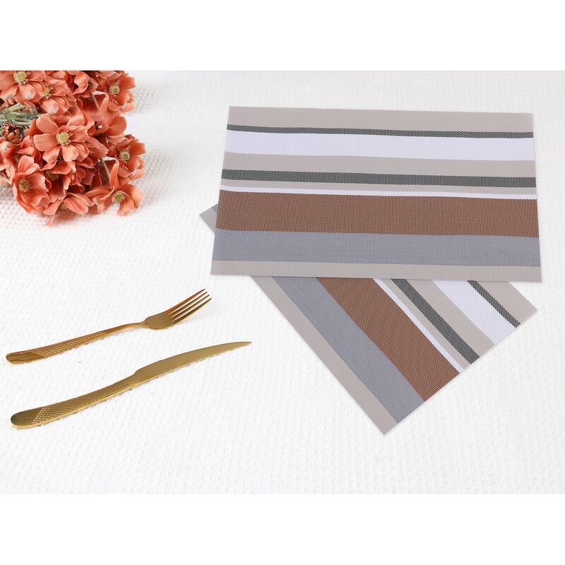 Morden Placemats Set of 6 PVC Placemats for Dining Table Decor Indoor Outdoor Kitchen Table Mat Wipe Clean - 18*12in