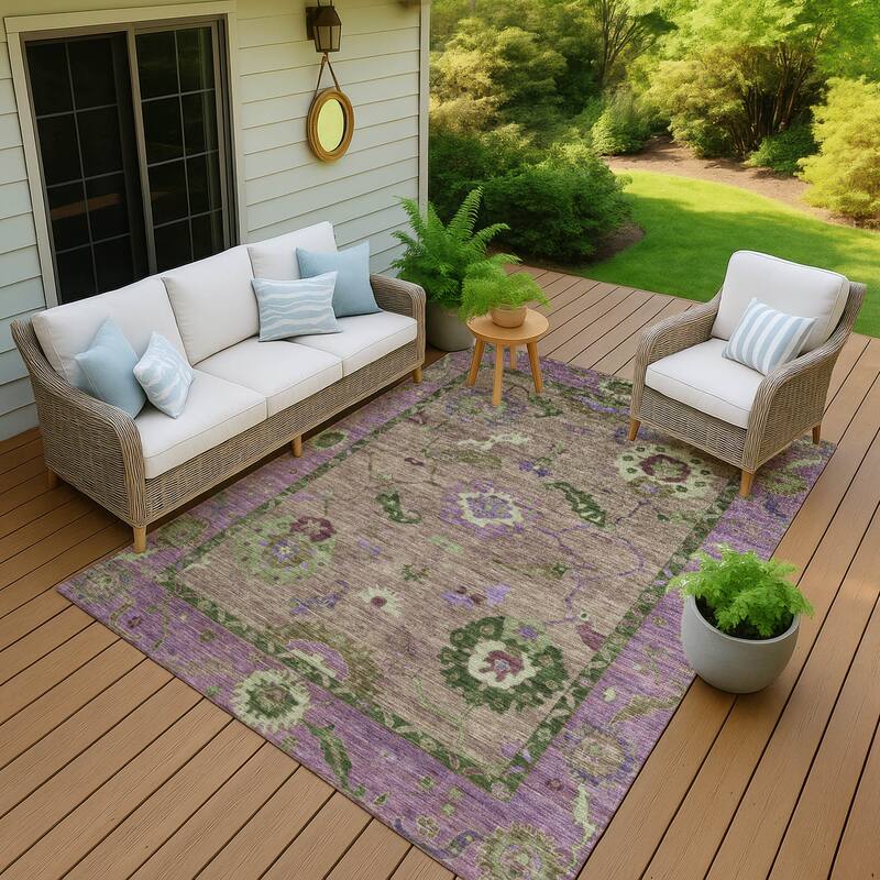 Machine Washable Indoor/ Outdoor Traditional Boho Chantille Rug - Brown - 5' x 7'6"