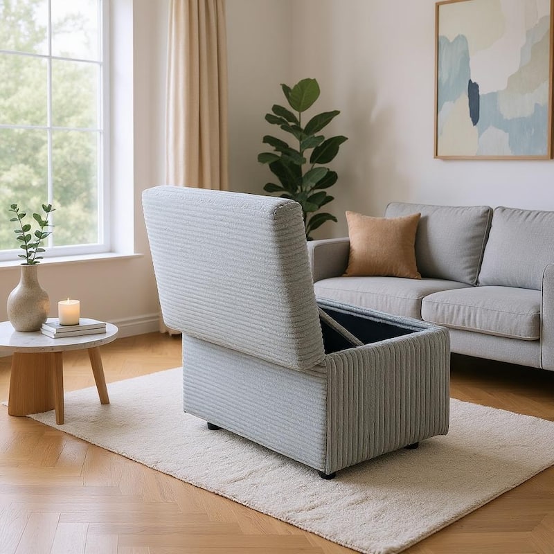 Fabric Storage Ottoman with Hidden Compartment