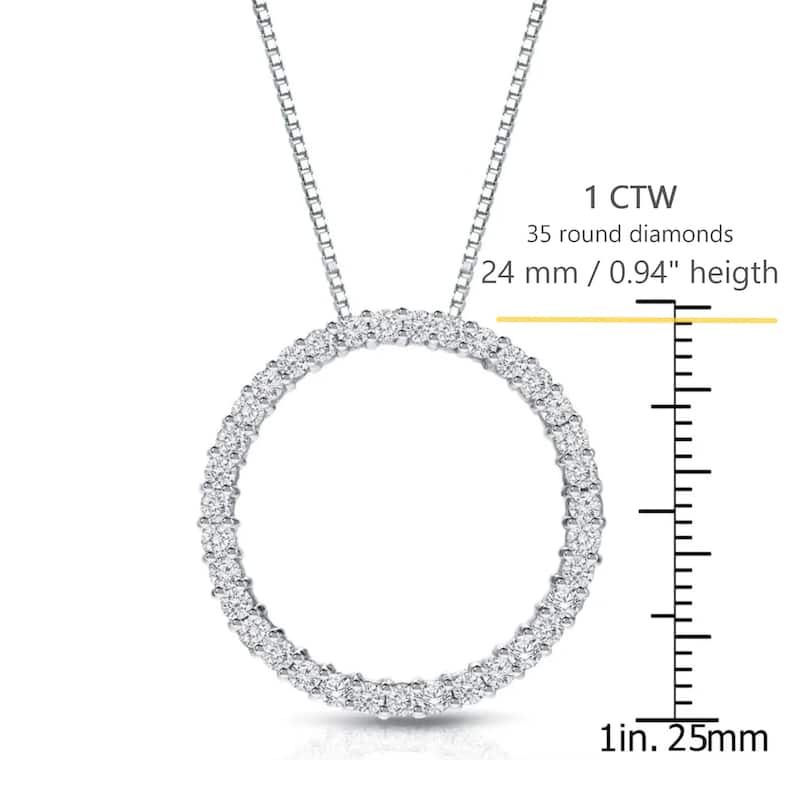 Auriya 0.15 to 1 1/2ctw Diamond Circle Necklace 14k White Gold (H-I, SI1-SI2)