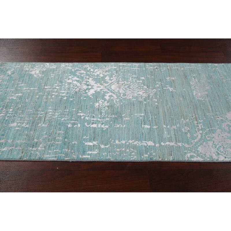 Vegetable Dye Art & Craft Oriental Runner Rug Hand-knotted Wool Carpet - 2'8" x 9'11"