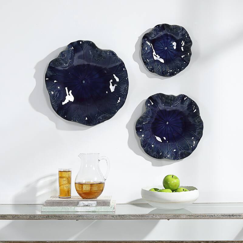 Uttermost Abella Blue Ceramic Wall Decor (Set of 3)
