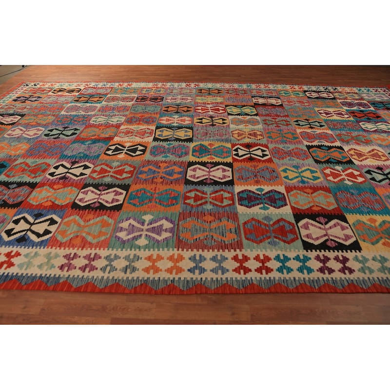 Kilim Oriental Large Rug Hand-Woven Southwestern Wool Carpet - 10'1"x 16'4"