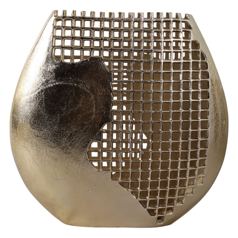 Metal Vase Modern Glam Decorative Accent Interior Decor - 14" Gold