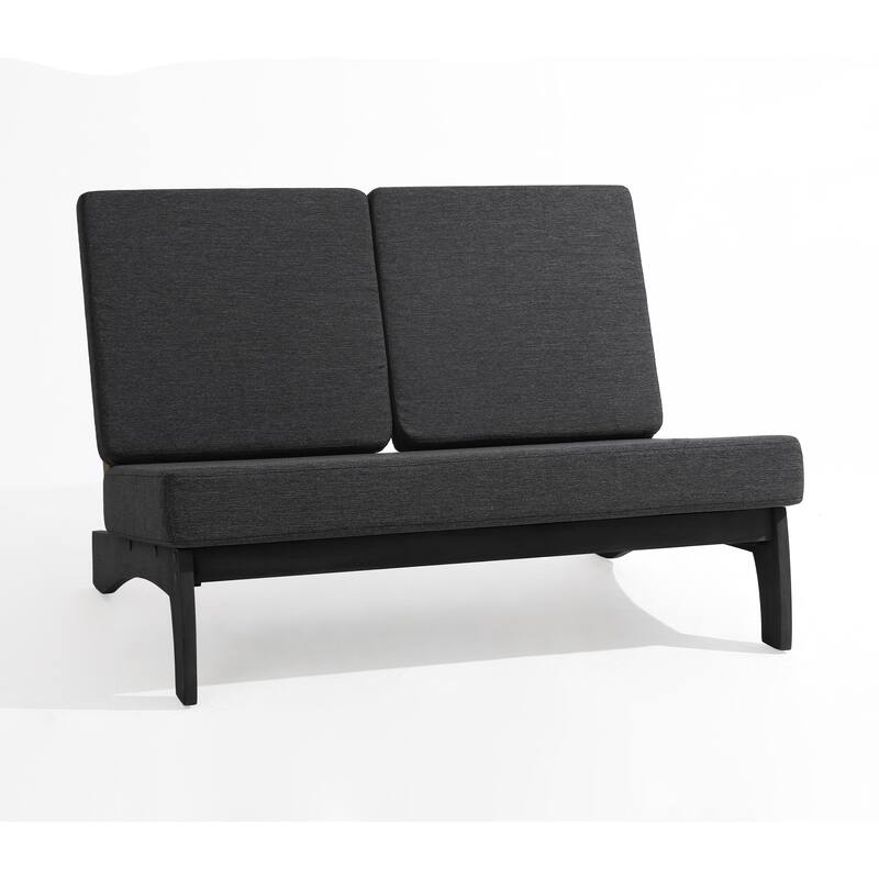 Casual Teak Outdoor Patio Conversation Set with Cushioned Sofa Loveaseat