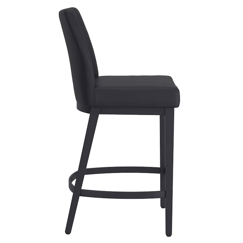 Modern Faux Leather and Metal 26" Counter Stool, Set of 4