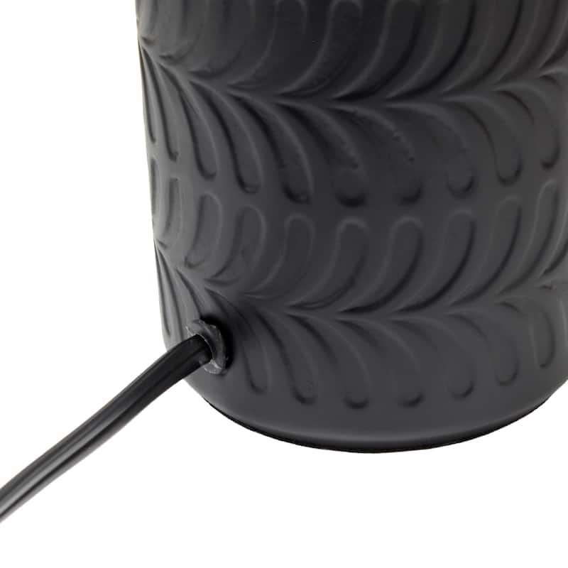 Modern Textured Ceramic Table Lamp with Fabric Drum Shade Compact Accent Lighting Multiple Colors