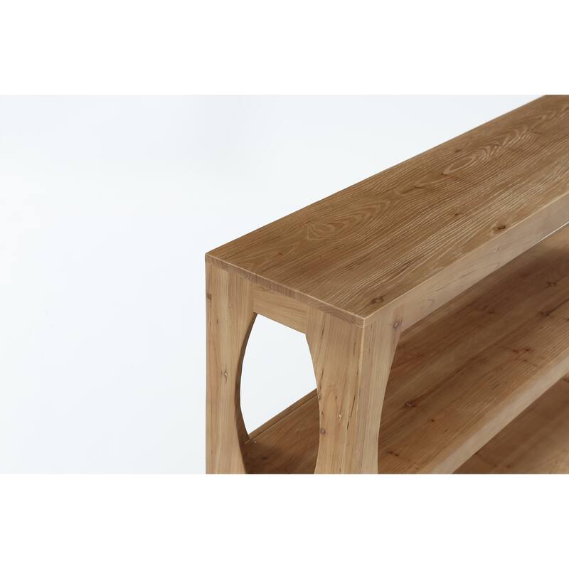 63" Solid Wood Console Table with 3-Tier Storage