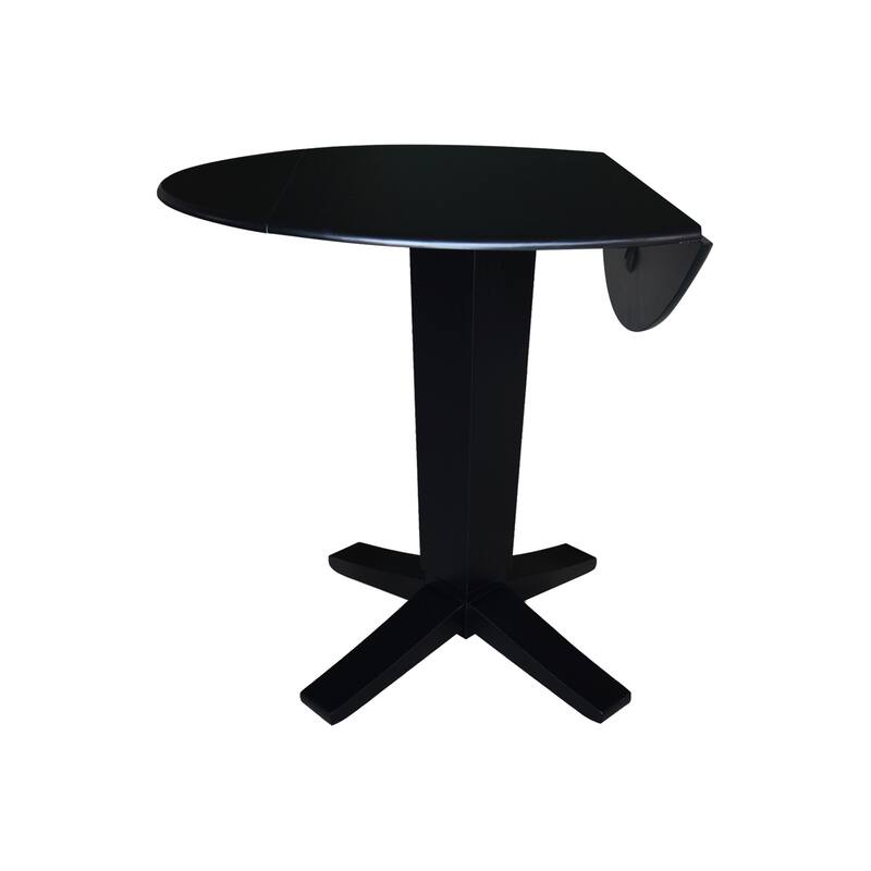 42 in Solid Wood Round Dual Drop Leaf Pedestal Counter Height Dining Table
