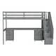 preview thumbnail 19 of 17, Gray Twin Size Solid Wood Loft Bed with Built-in Desk and Double Storage Drawers
