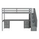 preview thumbnail 19 of 36, Twin Size Loft Bed wBuilt-in Desk, Storage Stairs, 2 Drawers and Shelves, Wooden Bedframe High Loft Platform Bed for Kids Teens