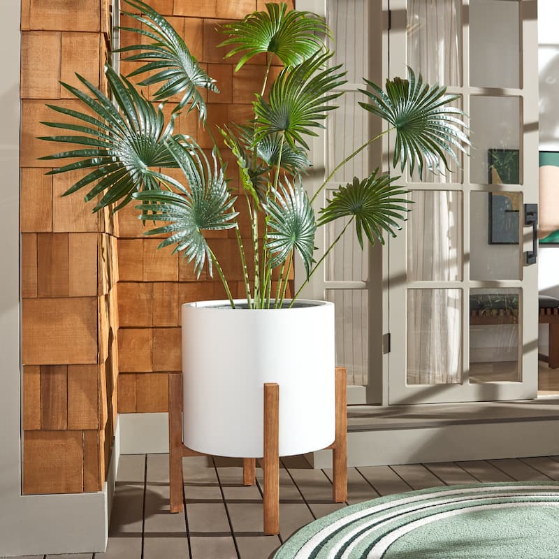 SAFAVIEH Outdoor Aldijana Concrete Planter - 25"W x 25"D x 29"H - White