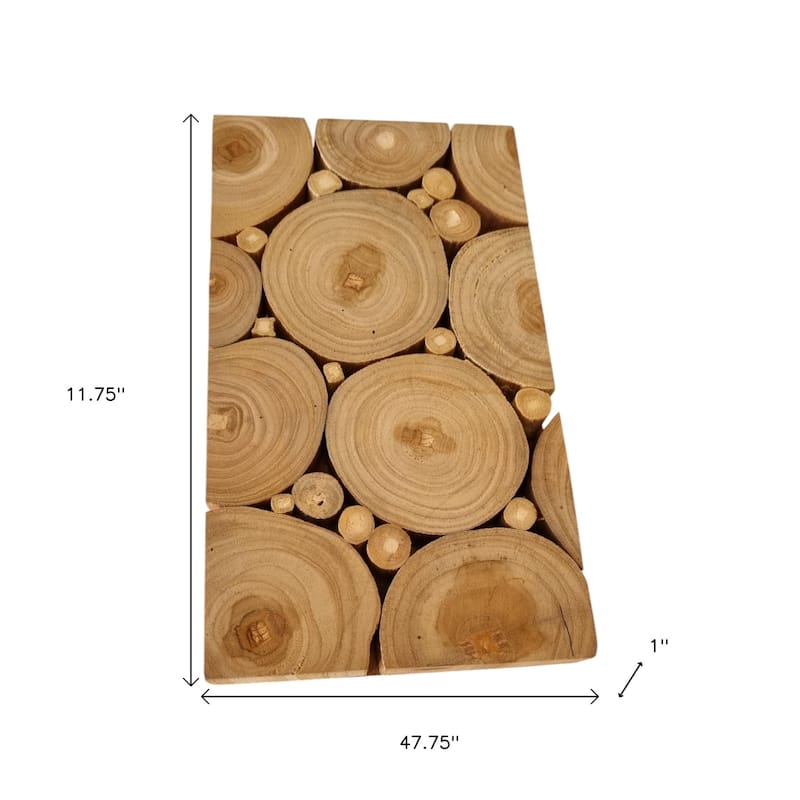 HomeRoots Natural Tree Stump Slice Teak Reclaimed Wood Decorative Wall Panels - 47.75' X '11.75' X '1