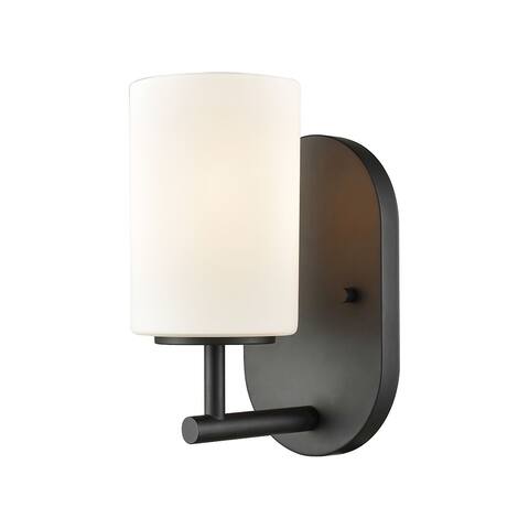 Pemlico 1-Light Vanity Lamp in Oil Rubbed Bronze with White Glass