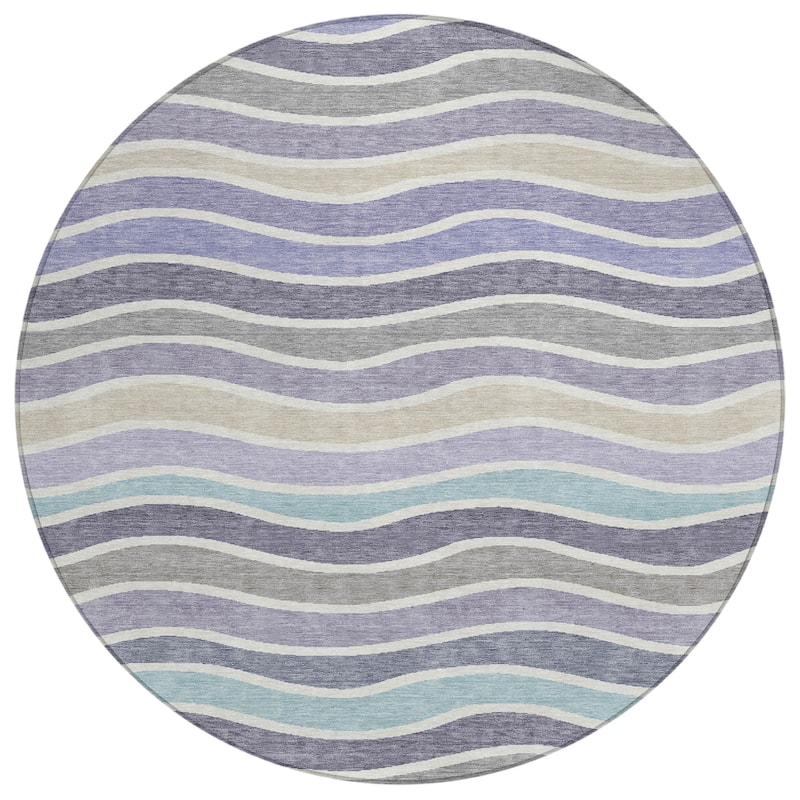 Machine Washable Indoor/ Outdoor Contemporary Stripe Chantille Rug