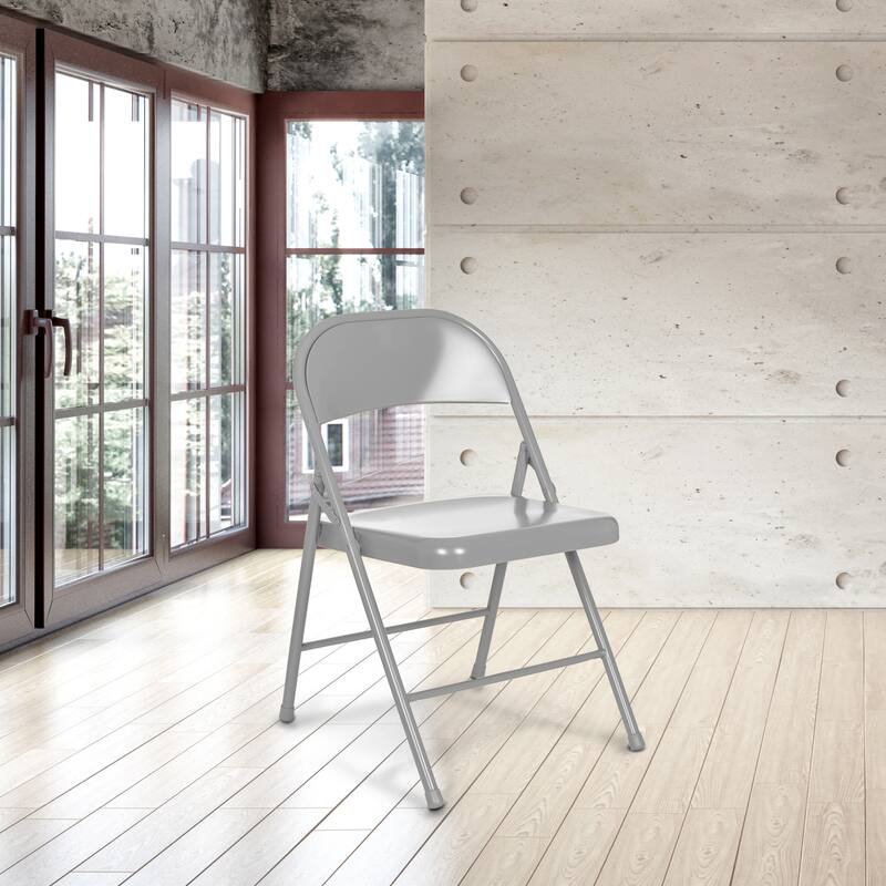 Hampden Furnishings Bernadine Basics Collection All Metal Folding Chair, Pack of 4