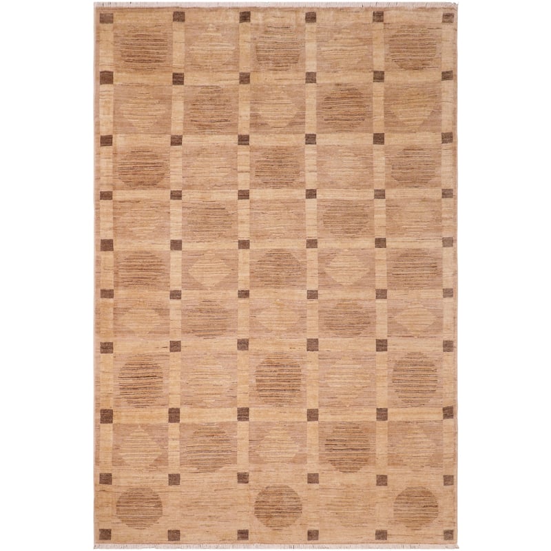 Earth Tone Desert Pillar Gabbeh Hand Knotted Area Rug - 6'0'' x 8'6'' - Tan/Brown