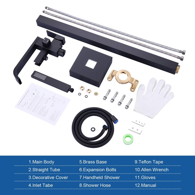 WOWOW Waterfall Single-Handle Freestanding Tub Faucet with Handshower