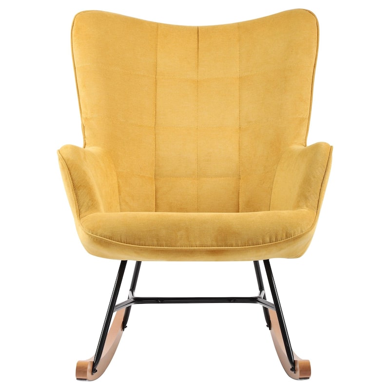 Velvet Rocking Chair Upholstered Recliner Comfy Accent Chair