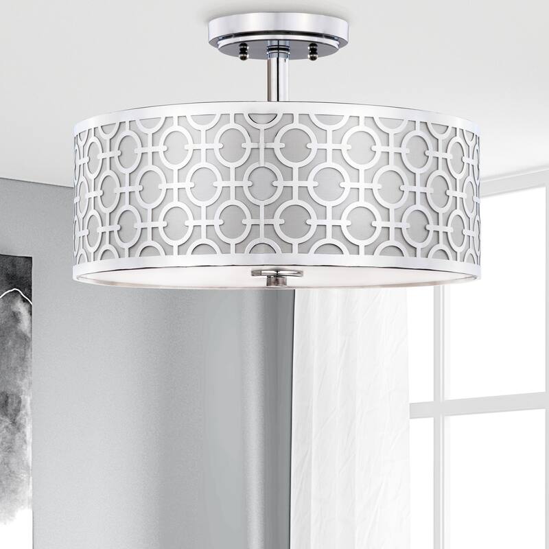 SAFAVIEH Lighting Ziver 15.5-inch 3-Light Flush Mount - 15.5" x 15.5" x 10.5" - 16Wx16Dx11H - Chrome