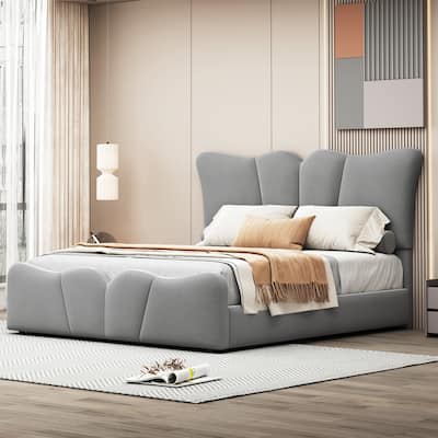 Full Size Velvet Bed with Distinctive Headboard and Footboard