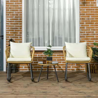 3 Piece Bistro Set with Cushions