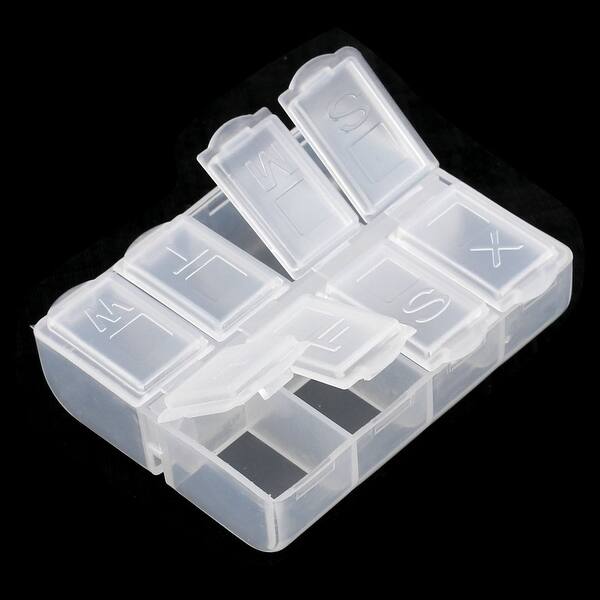 Shop Weekly 8 Compartments Pill Box Tablet Holder Case Organizer Container Clear Overstock 28797940