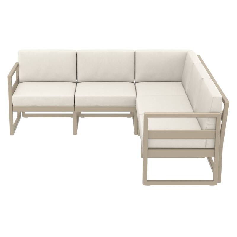 2 Piece Taupe Patio Sectional Lounge Set with Natural Sunbrella Cushion 78.75"