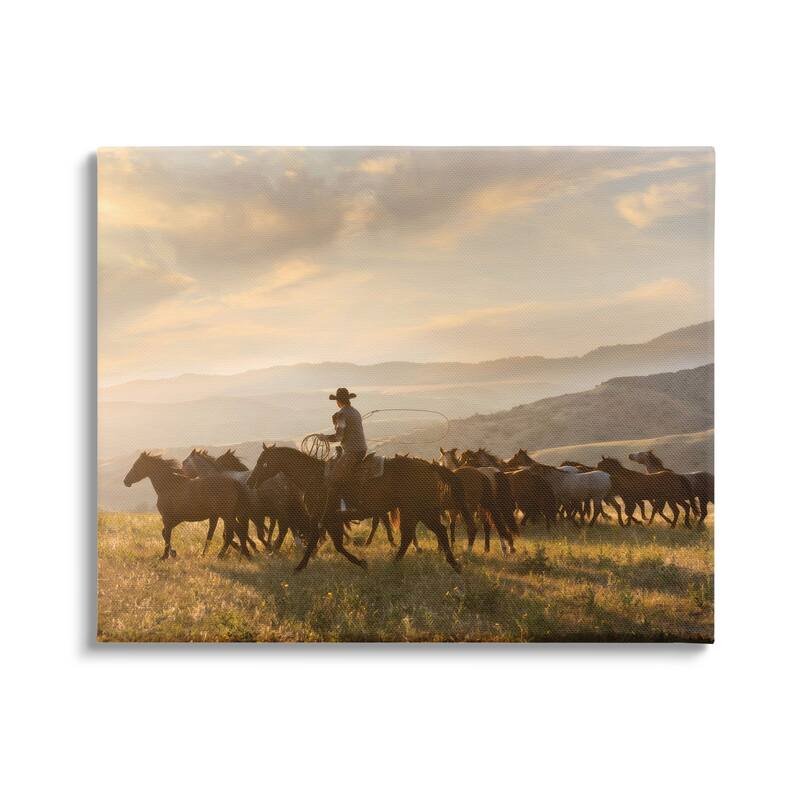 Stupell Cowboy in Rural Landscape Canvas Wall Art Design by PBurchettePhoto - 30 x 24