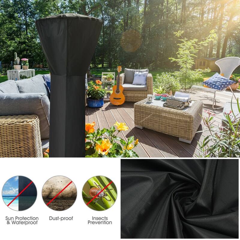 Patio Standing Propane Heater Cover Waterproof with Zipper and Bag - 87'' x 34" x 19" (H x D x B)