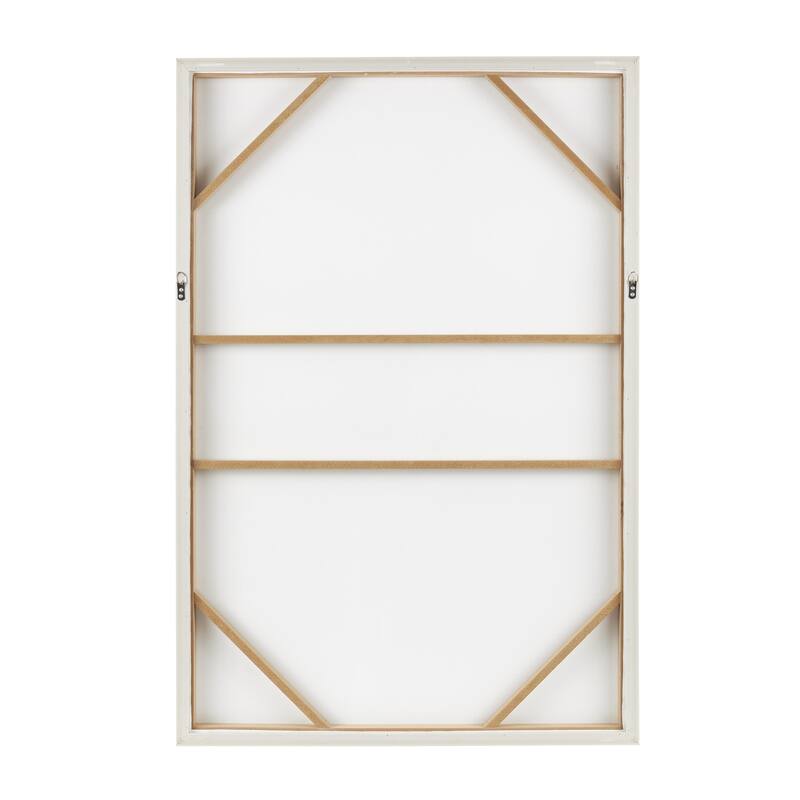 Wooden Geometric Living Room Framed Wall Art with Abstract Circles and Brown Wooden Frame - Beige or White - Roche River Decor
