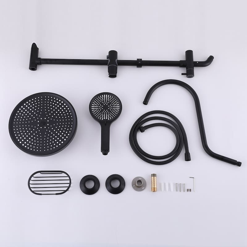 Matte Black Showerhead Rain Shower System with Valve