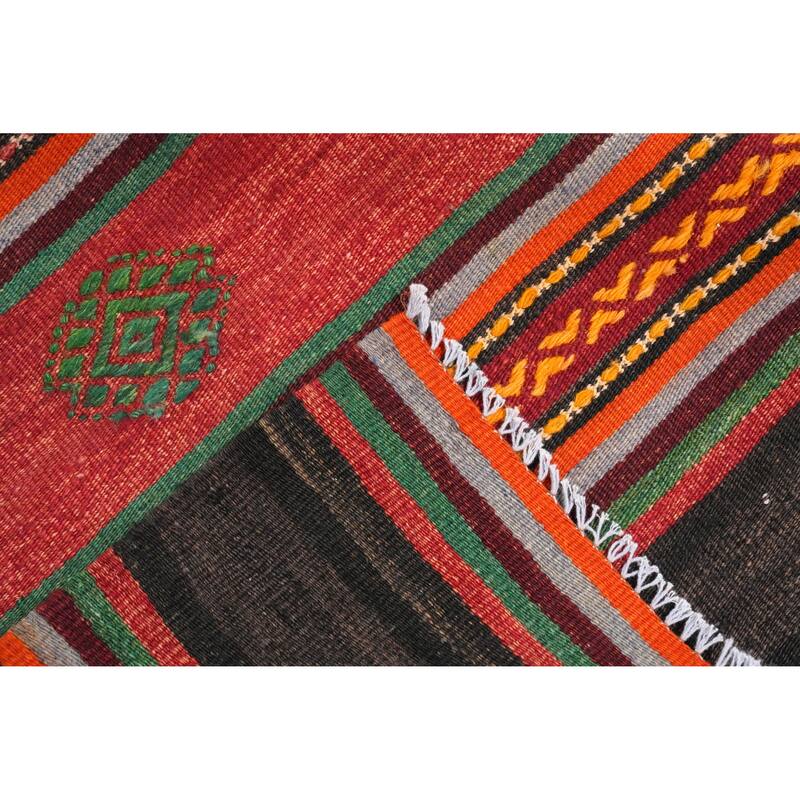 Hand Woven Oriental 100% Wool Carpet Southwestern Tribal Multi-Colored Kilim Area Rug - 10' 0'' X 5' 10''