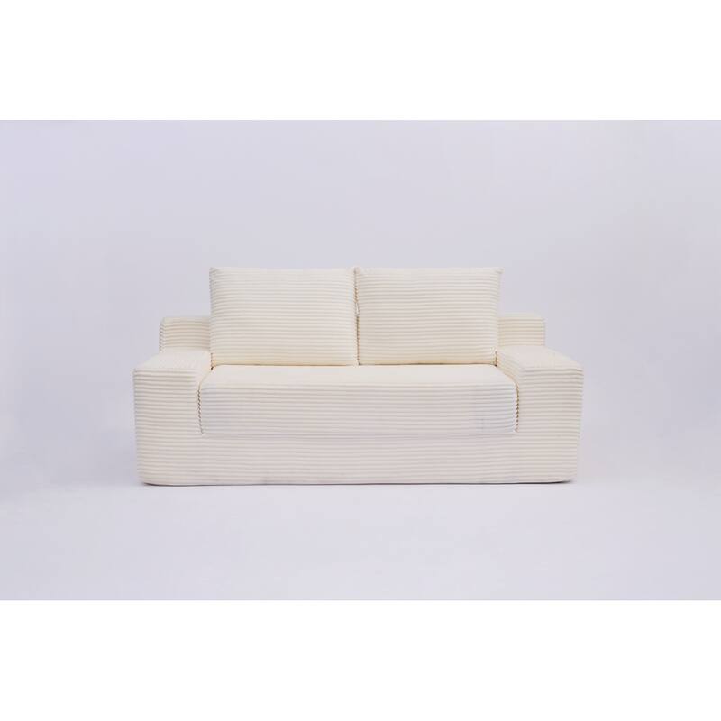 Loveseat Sofa, Comfortable Deep Seat Sofa Bed, Modern Small Corduroy Couch for Living Room Bedroom