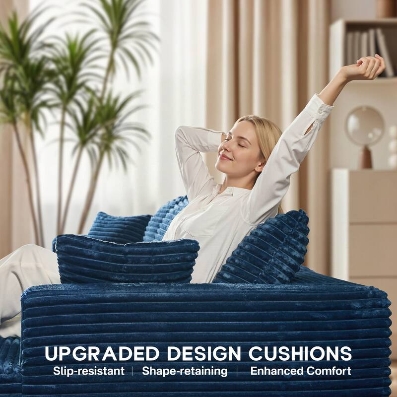 OVIOS 3 Piece Plush Sectional Non-Assembly Indoor Sofa