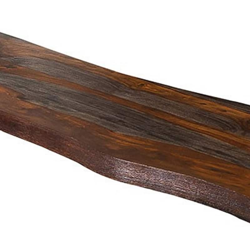 Moka 70 Inch Dining Bench, Live Edge Gray Sheesham Wood, Metal Hairpin Legs