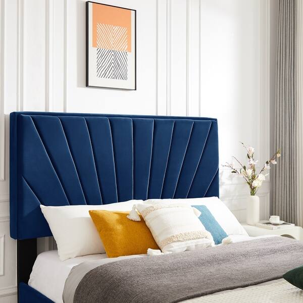 Queen Size Velvet Upholstered Platform Bed with Storage Big